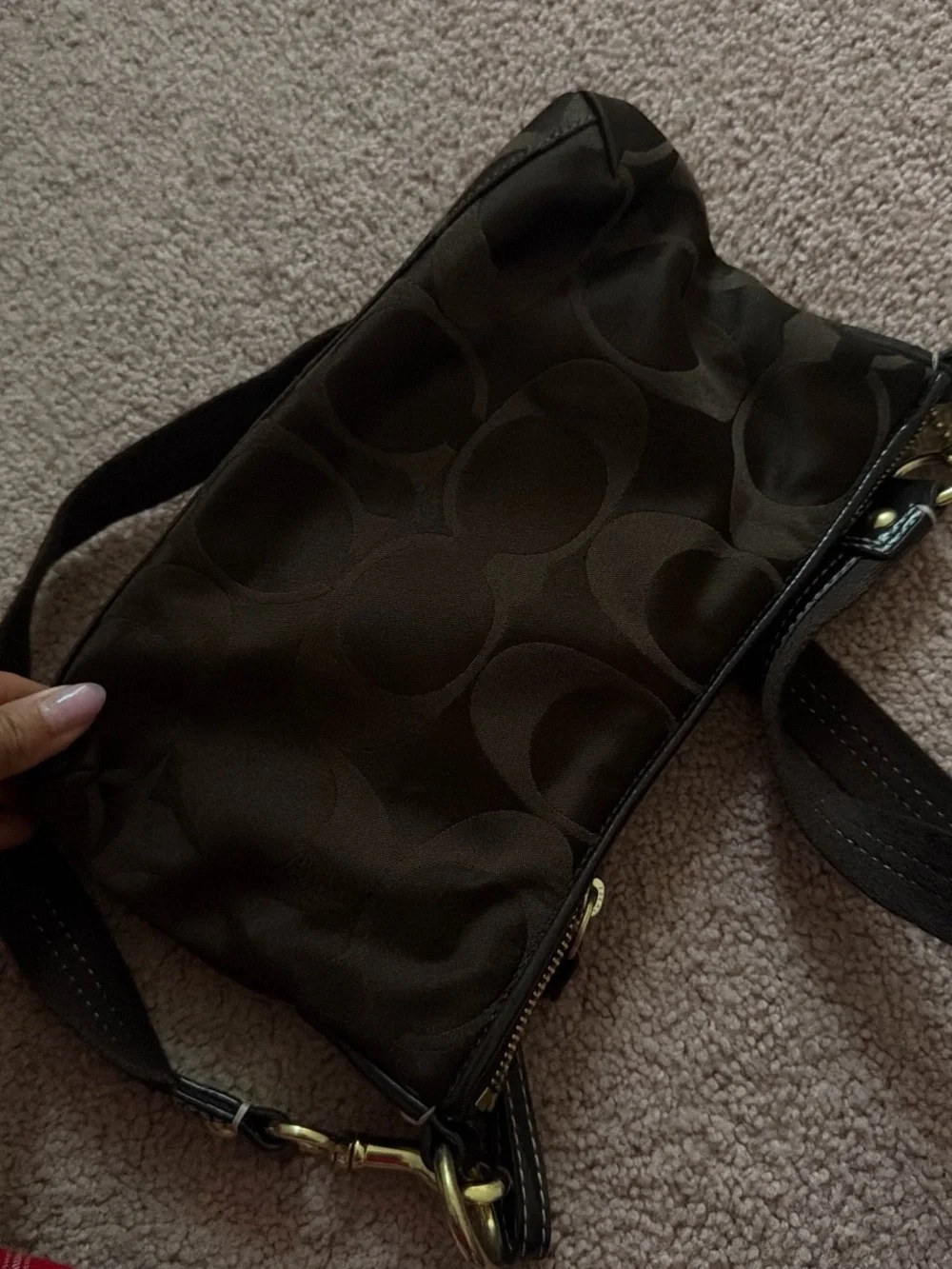 Coach Brown Signature Crossbody with Gold Hardware